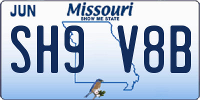 MO license plate SH9V8B