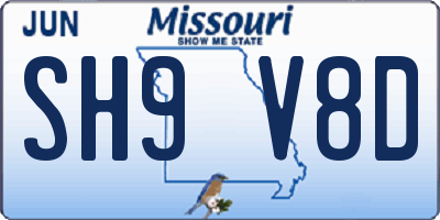 MO license plate SH9V8D