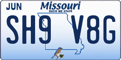 MO license plate SH9V8G