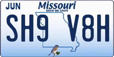 MO license plate SH9V8H