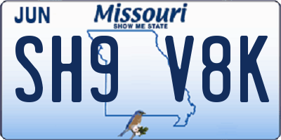 MO license plate SH9V8K