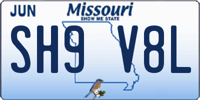 MO license plate SH9V8L