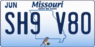 MO license plate SH9V8O