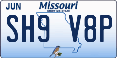 MO license plate SH9V8P