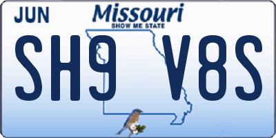 MO license plate SH9V8S