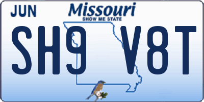 MO license plate SH9V8T