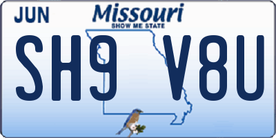 MO license plate SH9V8U