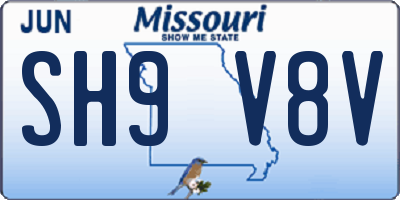 MO license plate SH9V8V