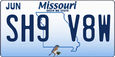 MO license plate SH9V8W