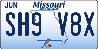 MO license plate SH9V8X