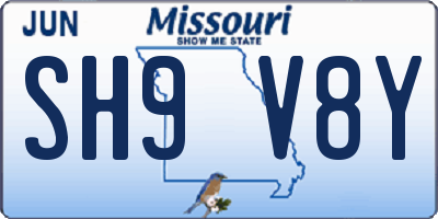 MO license plate SH9V8Y