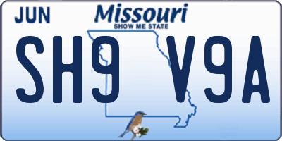 MO license plate SH9V9A
