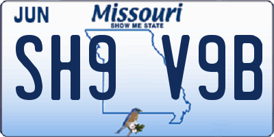 MO license plate SH9V9B
