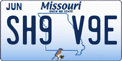 MO license plate SH9V9E