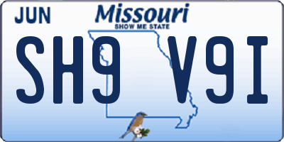 MO license plate SH9V9I