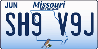 MO license plate SH9V9J