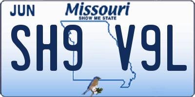 MO license plate SH9V9L