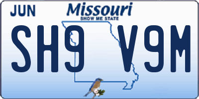 MO license plate SH9V9M