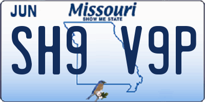 MO license plate SH9V9P