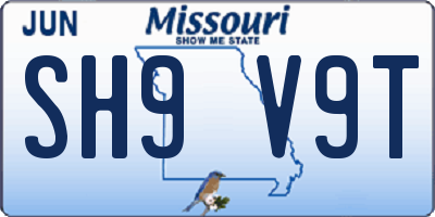 MO license plate SH9V9T