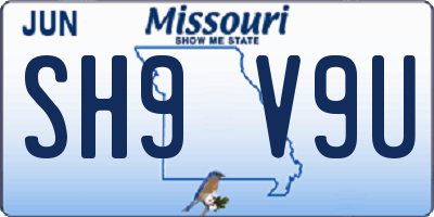 MO license plate SH9V9U
