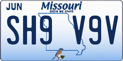 MO license plate SH9V9V