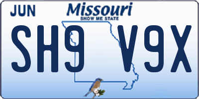 MO license plate SH9V9X