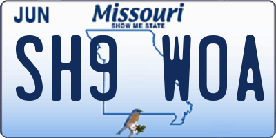 MO license plate SH9W0A