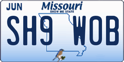MO license plate SH9W0B