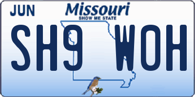 MO license plate SH9W0H