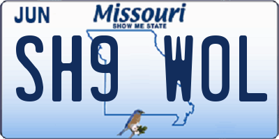 MO license plate SH9W0L