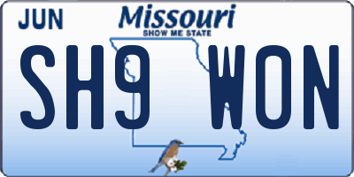 MO license plate SH9W0N