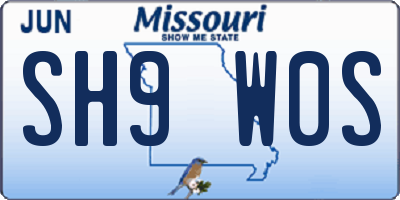 MO license plate SH9W0S