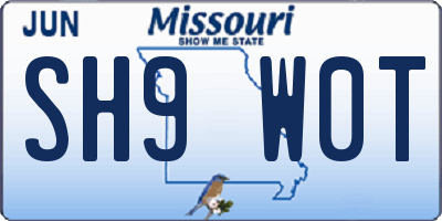 MO license plate SH9W0T