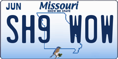 MO license plate SH9W0W