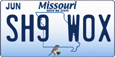 MO license plate SH9W0X