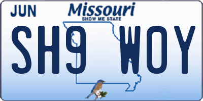 MO license plate SH9W0Y
