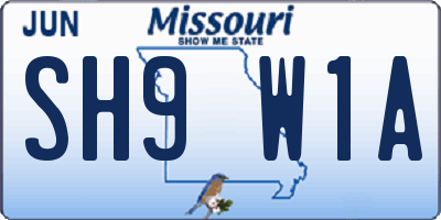 MO license plate SH9W1A