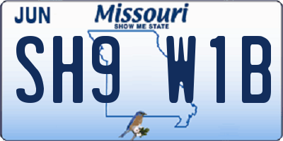 MO license plate SH9W1B