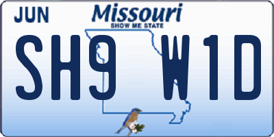 MO license plate SH9W1D