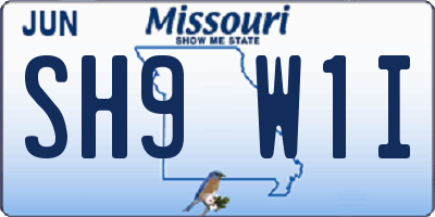 MO license plate SH9W1I