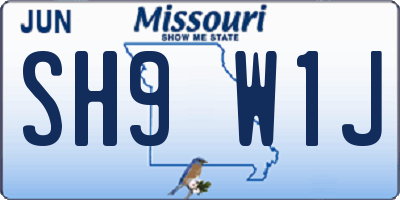 MO license plate SH9W1J