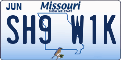 MO license plate SH9W1K