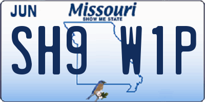 MO license plate SH9W1P