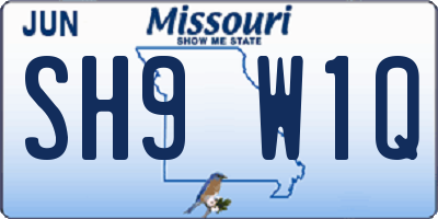 MO license plate SH9W1Q
