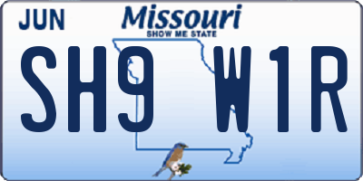 MO license plate SH9W1R