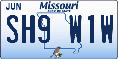 MO license plate SH9W1W