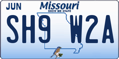 MO license plate SH9W2A