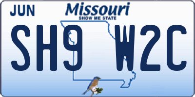MO license plate SH9W2C