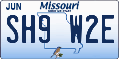 MO license plate SH9W2E